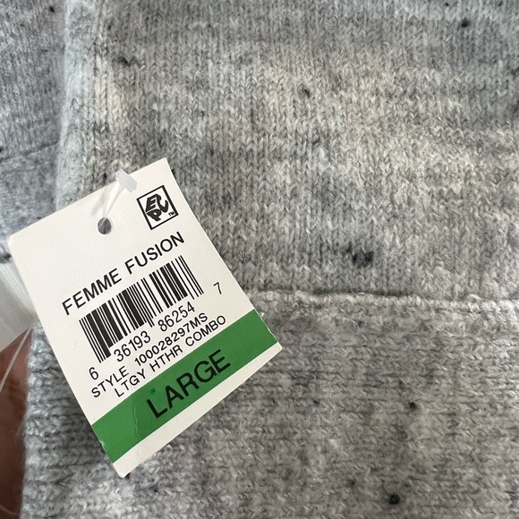 Style & Co Embroidered Fringed Sweater Heathered Gray Size Large - Picture 4 of 6